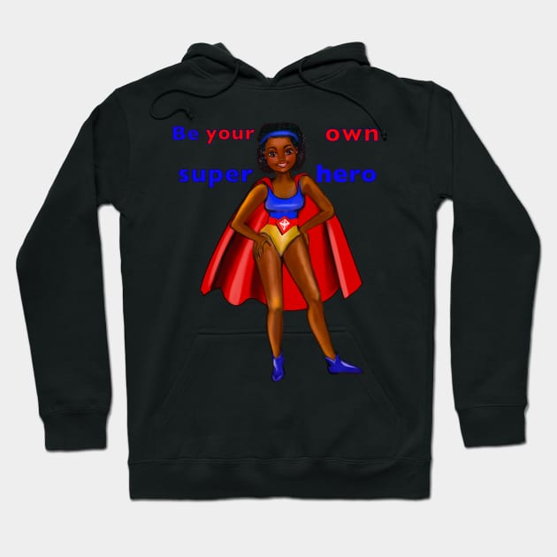 Be your own superhero - Black anime superhero girl with red cape ! beautiful  black girl with Afro hair, brown eyes, Cherry pink lips and dark brown skin. Hair love ! Hoodie by Artonmytee